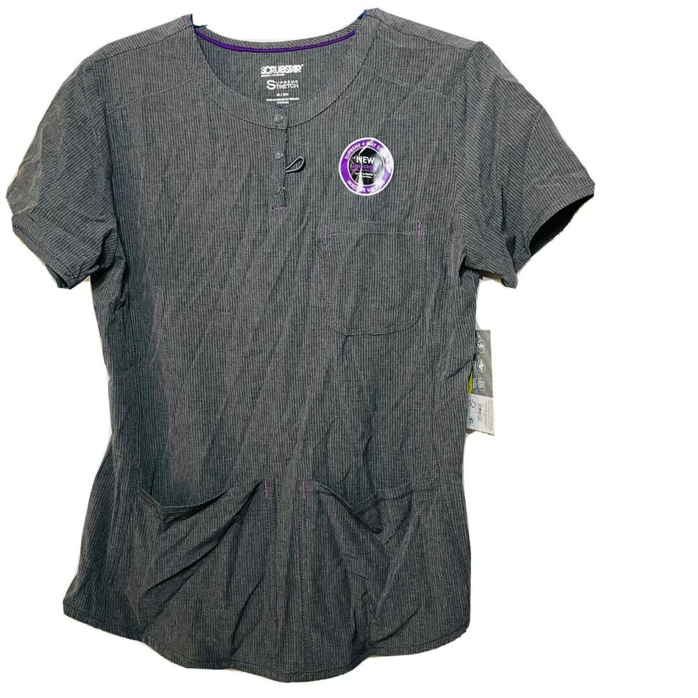 Womens XS Gray Scrub Top Supreme V Neck Scrubstar Heather Pewter Grey